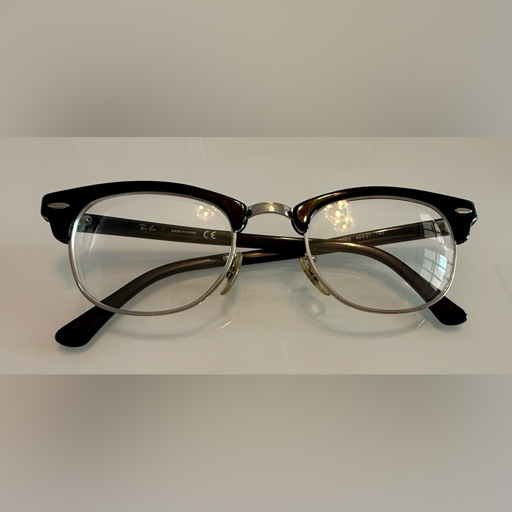 Ray-Ban Clubmaster Optics - Unisex Eyeglasses - Polished Black on Silver RB5154